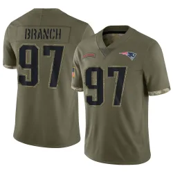 New England Patriots Youth Limited Olive 2022 Salute To Service Jersey (97 Alan Branch)