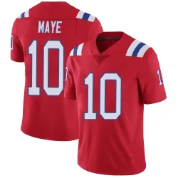 New England Patriots Youth Limited Red Vapor Untouchable Alternate Jersey (10 Drake Maye)