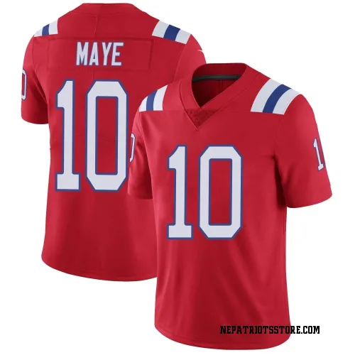 New England Patriots Youth Limited Red Vapor Untouchable Alternate Jersey (10 Drake Maye)