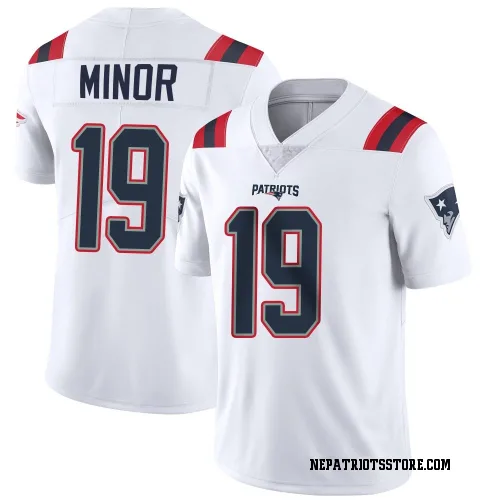 New England Patriots Youth Limited White Vapor Untouchable Jersey (19 Kobee Minor)